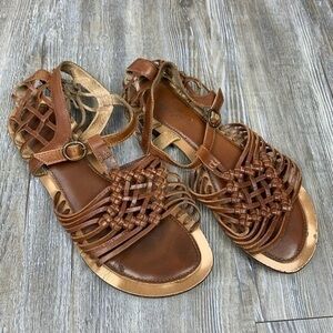 Diba True Brown Strappy Leather Gladiator Sandals